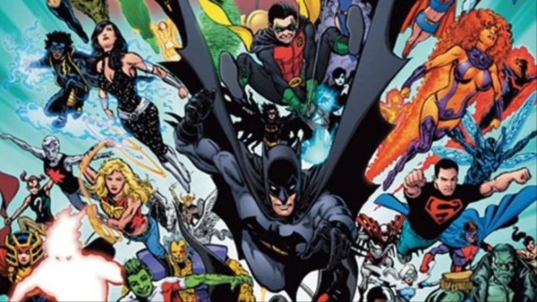 Various Generations of the Teen Titans together, drawn by Phil Jimenez