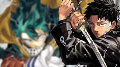 Key art for My Hero Academia and Kagurabachi