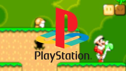 PlayStation Logo Over Super Mario World