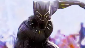 T'Challa's Black Panther with purple energy in the MCU