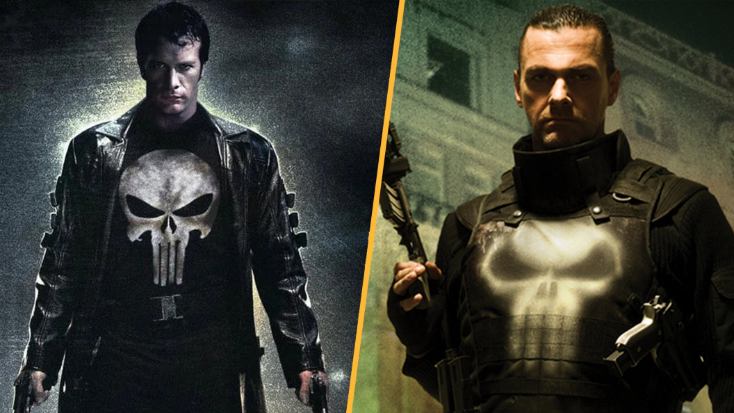 Thomas Jane as Frank Castle in The Punisher and Ray Stevenson in Punisher War Zone