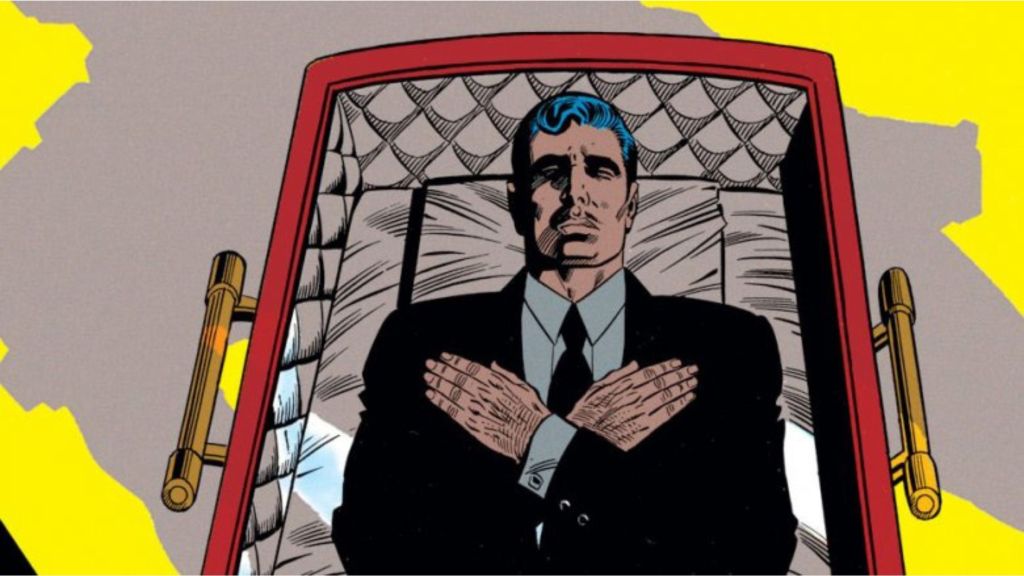 Tony Stark in a casket