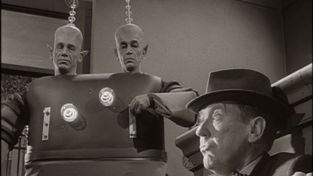 Two aliens give a man superpowers in "Mr. Dingle The Strong" on The Twilight Zone