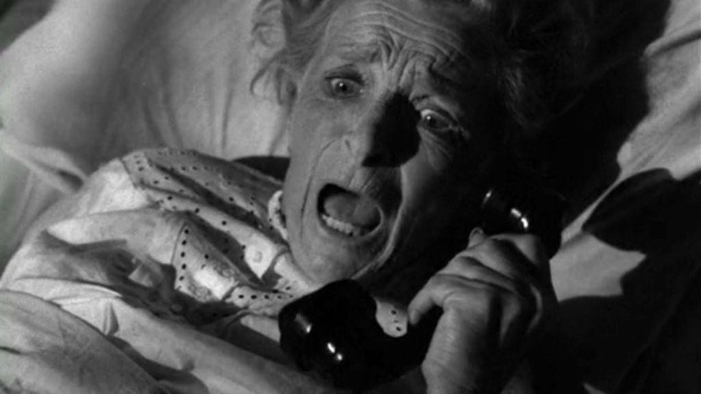 Agnes on the phone, screaming, on Night Call (Twilight Zone)
