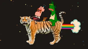 Uncle Granpa riding a tiger in Cartoon Network's Uncle Grandpa