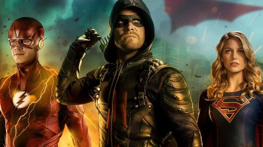 Green Arrow, Flash, and Supegirl from the Arrowverse.