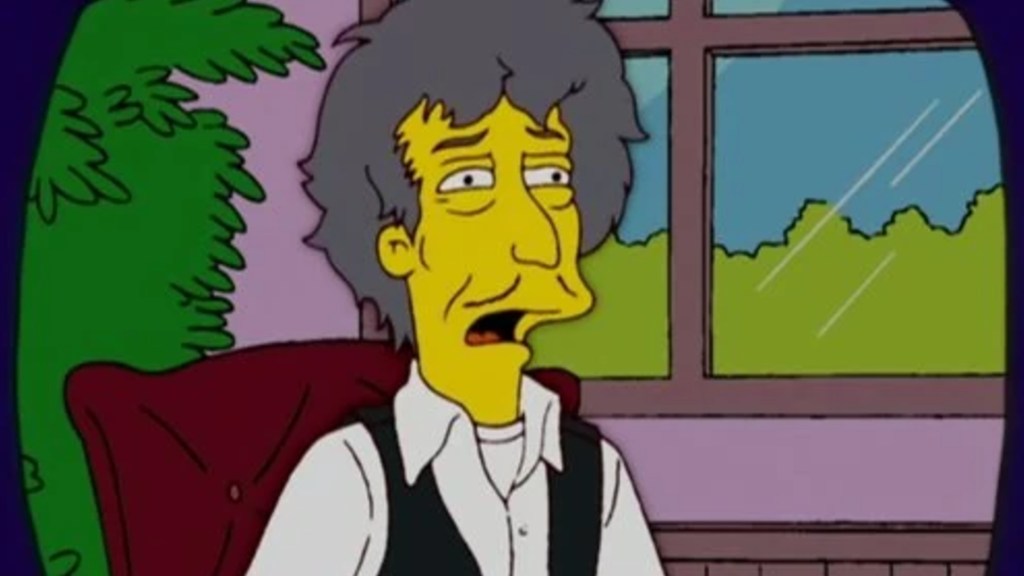 Bob Dylan appearing on TV in The Simpsons