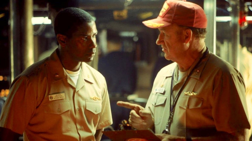 Denzel Washington e Gene Hackman em Maré Vermelha