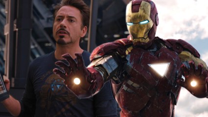 Split image of Tony Stark and Iron Man in The Avengers (2012)