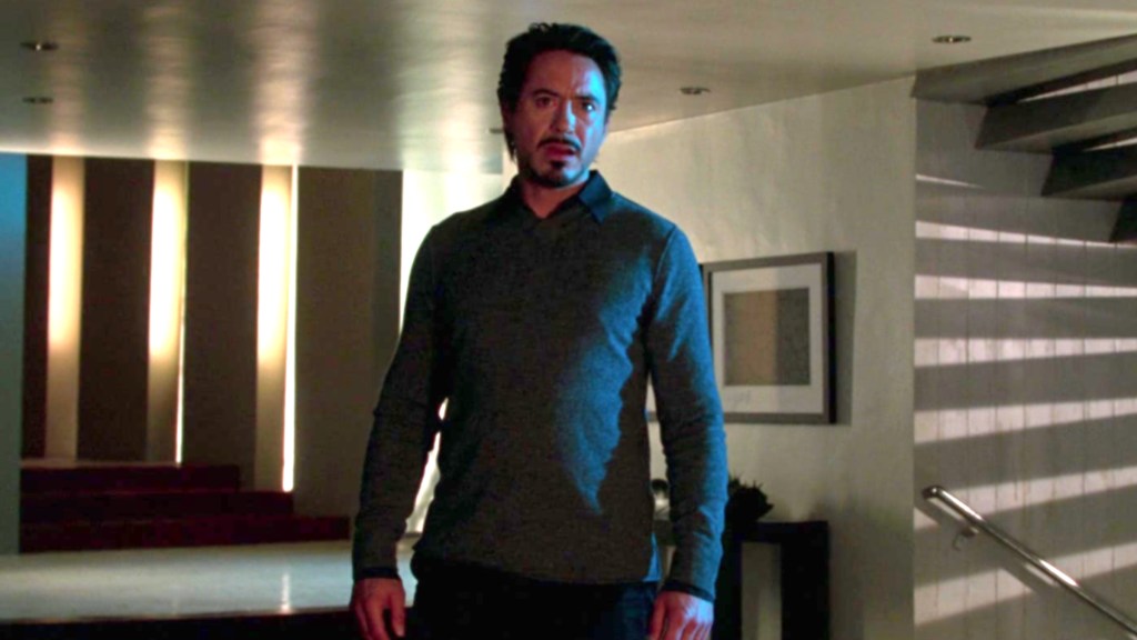 Tony Stark being surprised by Nick Fury in Iron Man (2008)