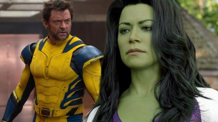 Split image of Hugh Jackman as Wolverine and Tatiana Maslany as She-Hulk in the MCU
