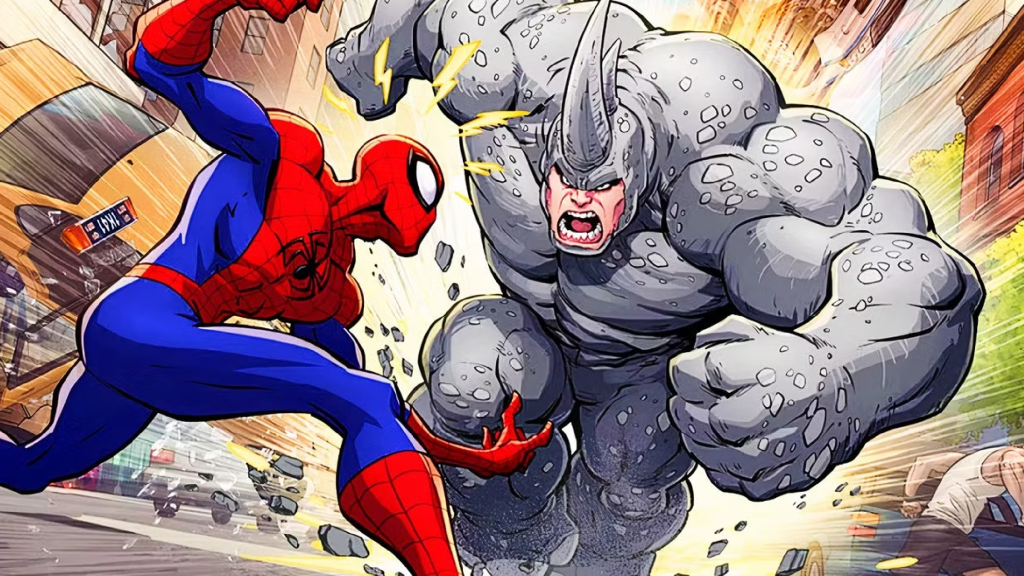 Rhino fighting Spider-Man in Marvel Comics