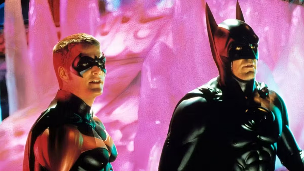 Chris O'Donnell as Robin and George Clooney as Batman in Batman & Robin (1997)