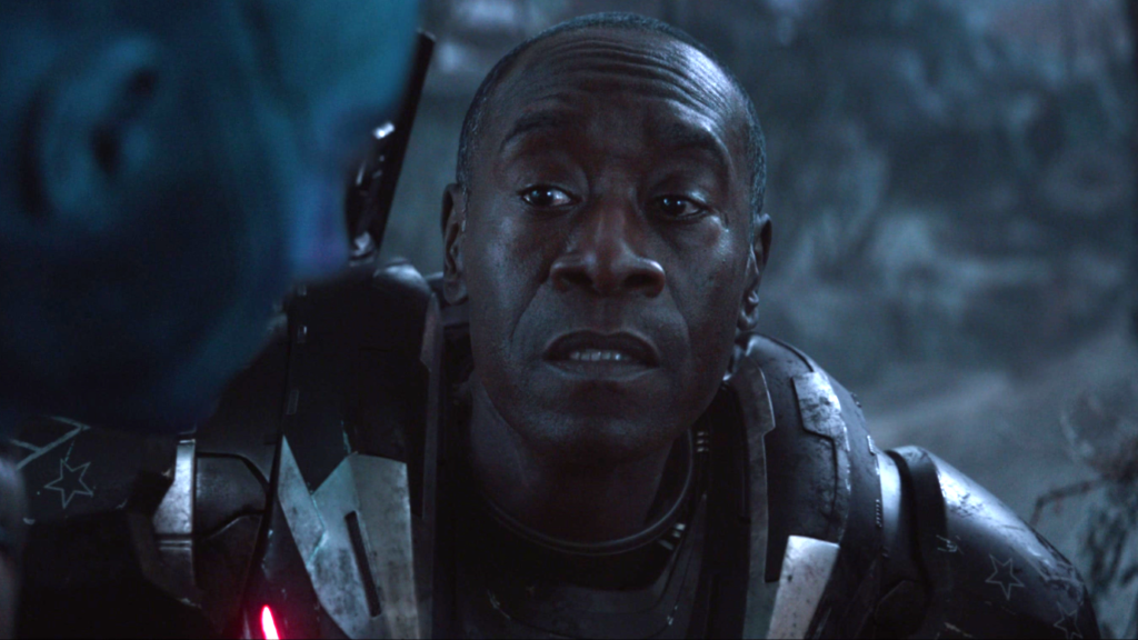 Don Cheadle as War Machine speaking to Nebula in Avengers: Endgame (2019)