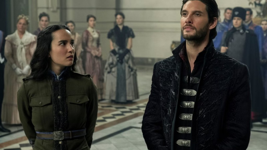 Jessie Mei Li and Ben Barnes as Alina Starkov and General Kirigan in Shadow and Bone