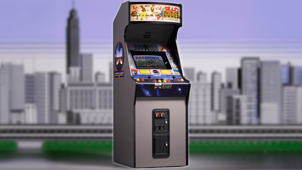 Quarter Arcades and Numbskull Designs' Bad Dudes mini arcade cabinet.