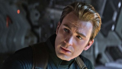 Chris Evans looking to the side and frowning in Avengers: Endgame