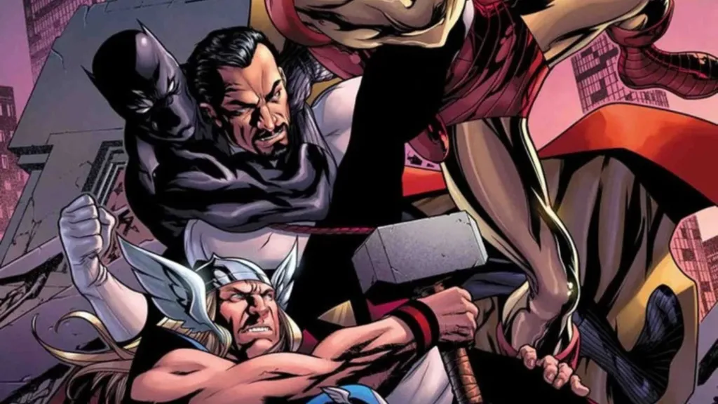 Count Nefaria fighting the Avengers