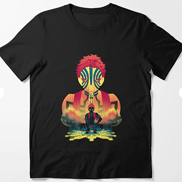 Black Demon Slayer T-shirt featuring art of Akaza