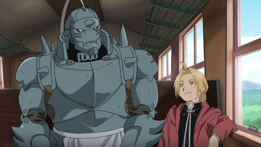 Alphonse and Edward smiling at each other in Fullmetal Alchemist: Brotherhood