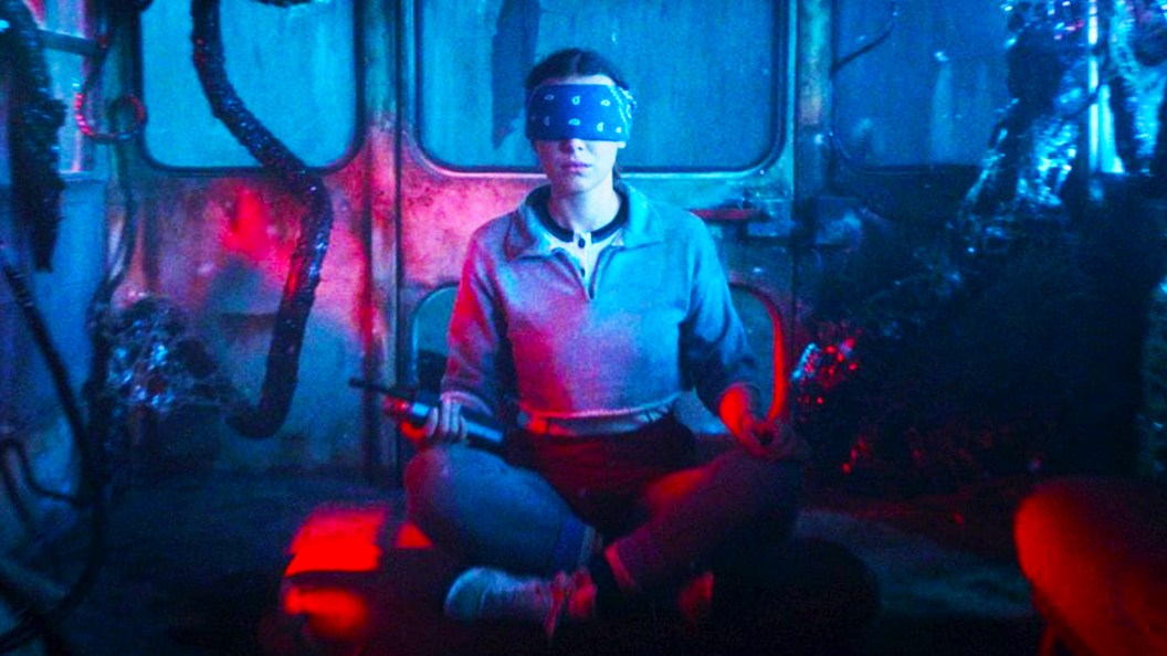 Eleven blindfolded in the Upside Down in Stranger Things season 5