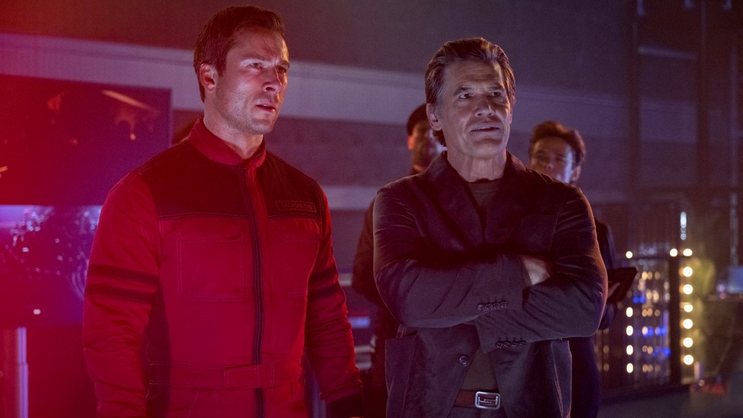 Glen Powell and Josh Brolin in The Running Man