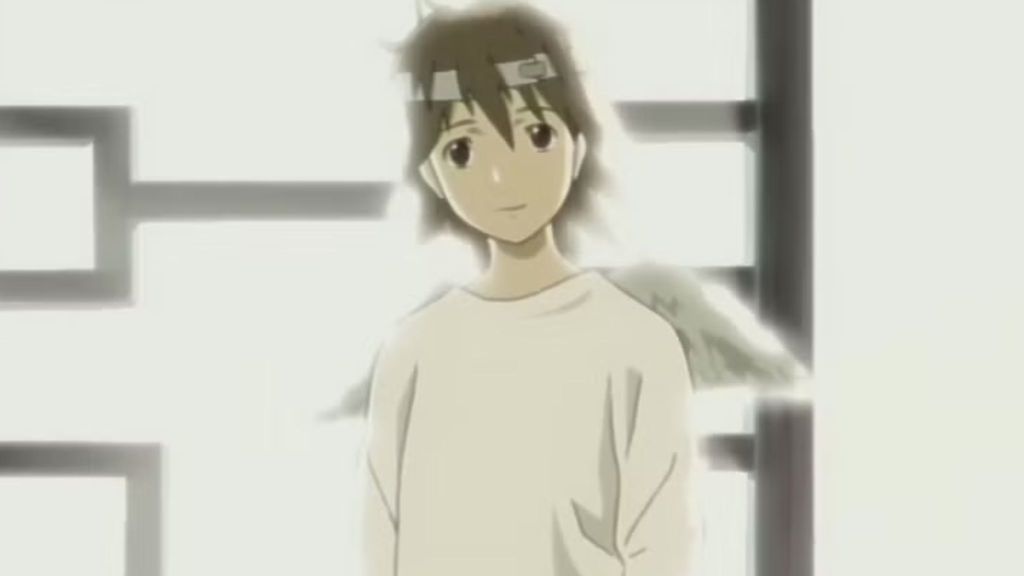 Main character with wings looking at the center