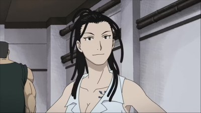 Izumi Curtis smiling in Fullmetal Alchemist: Brotherhood