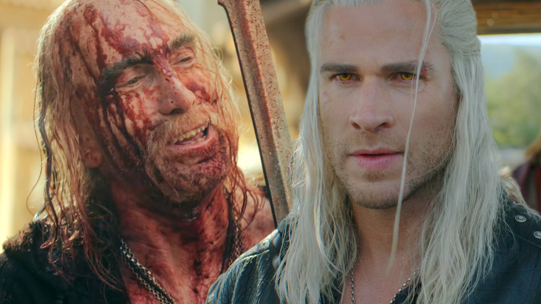 Leo Bonhart (Sharlto Copley) and Geralt of Rivia (Liam Hemsworth) in The Witcher Season 4 finale