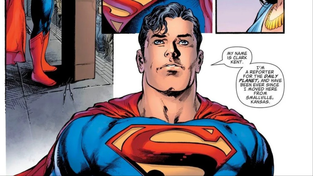 Superman revealing his identity at a press conference