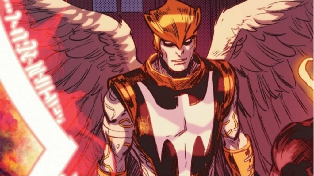 Zauriel standing with his wings spread