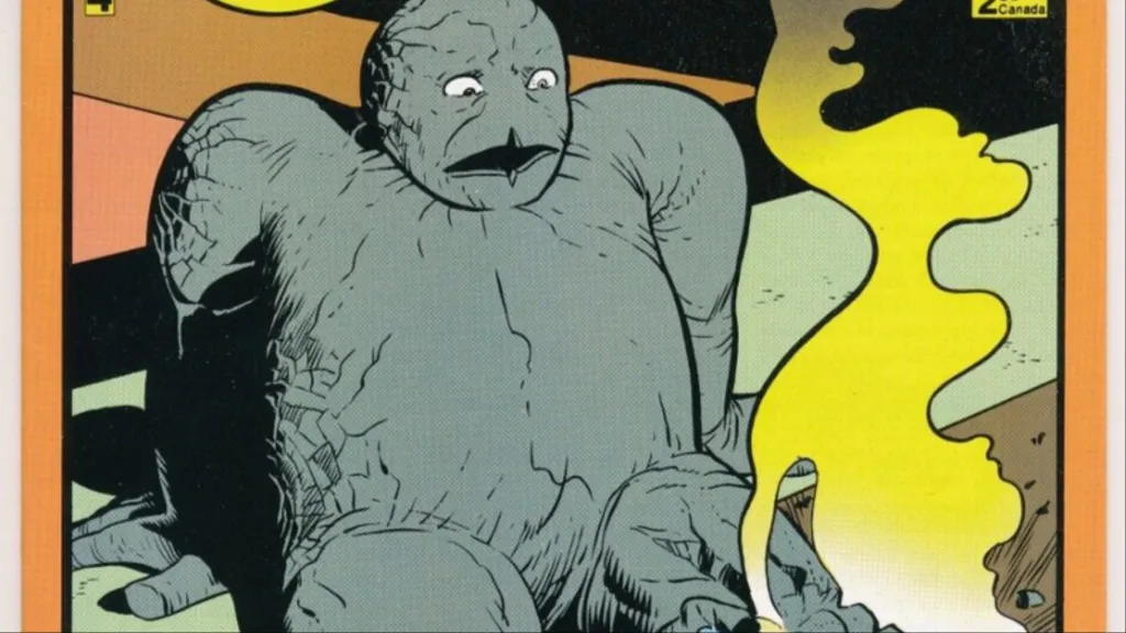 Concrete looking down at his smoking leg