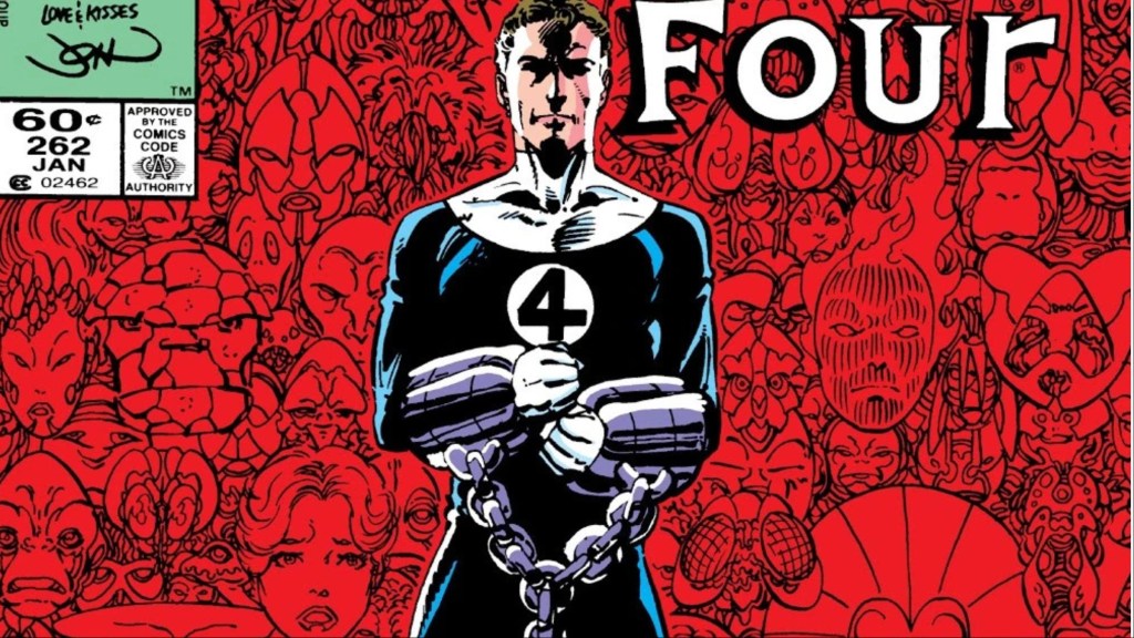 Reed Richards in chains in front of aliens
