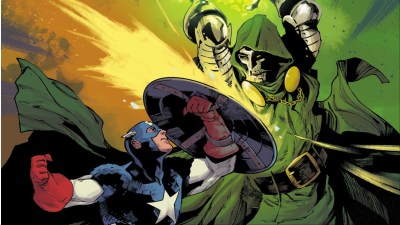 Captain America battling Doctor Doom