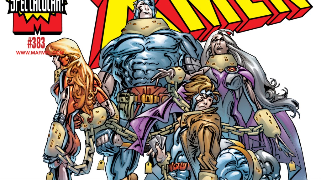 Phoenix, Cable, Storm, Gambit, and Beast in Chains