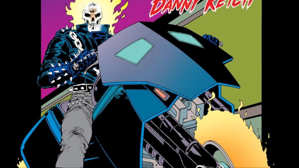 Ghost Rider sitting on his motorcycle