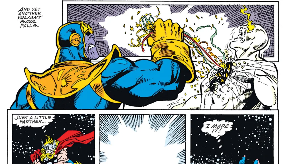Thanos tearing out the circuitry of the Vision