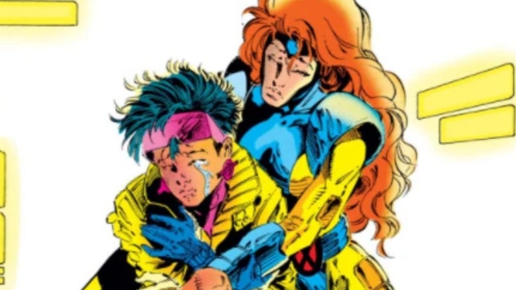 Jean Grey holding Jubilee tight