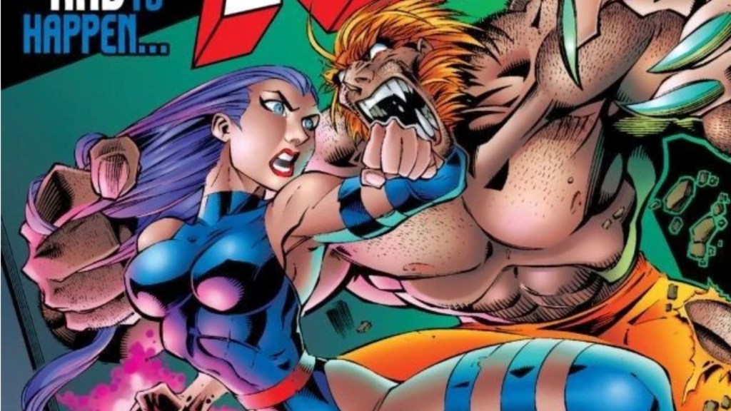 Psylocke and Sabretooth in battle