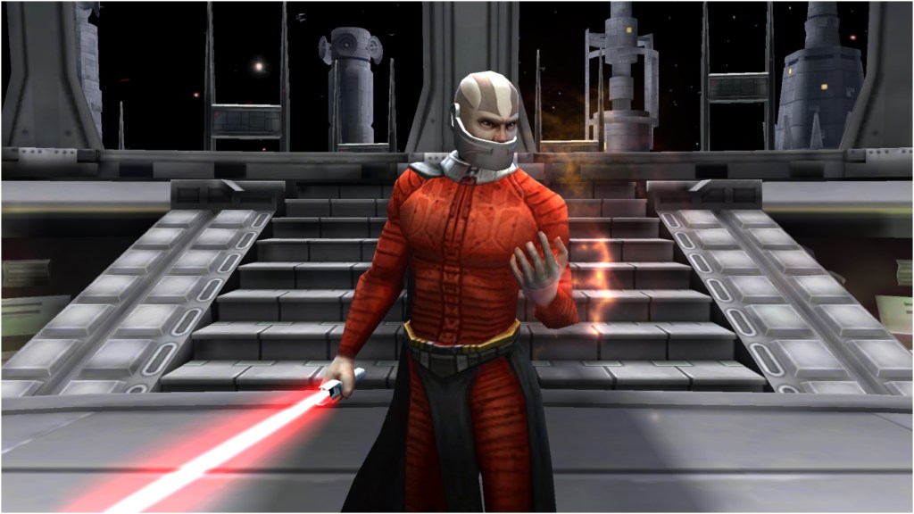 Dark Malak on the StarForge holding his lightsaber