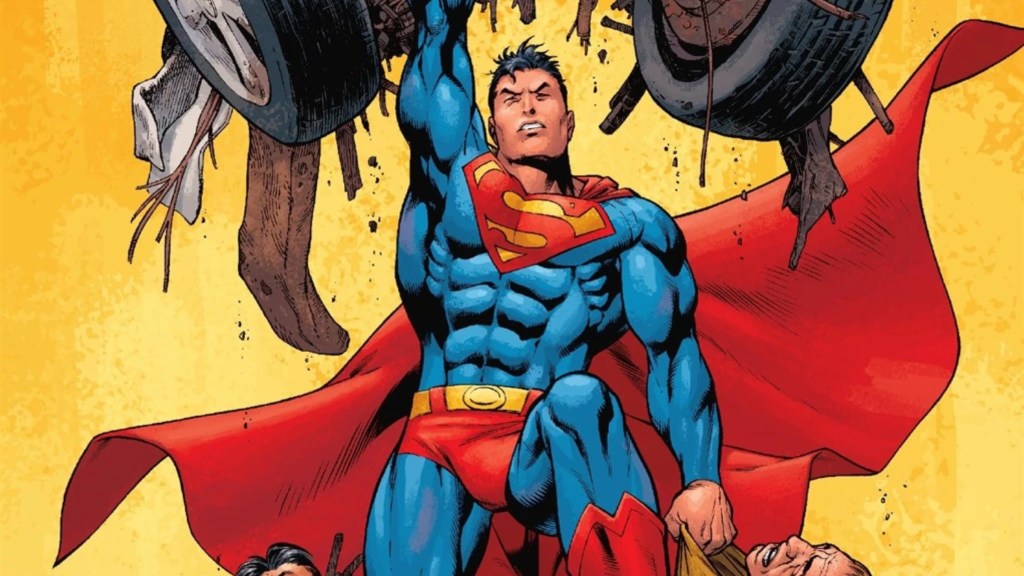 Superman holding a car over his head