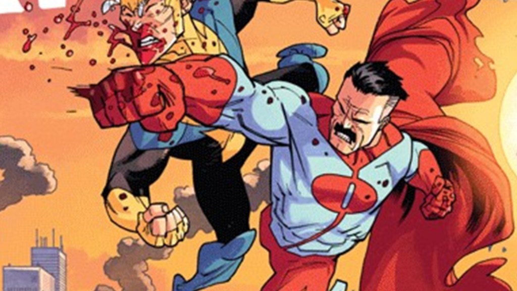 Omni-Man punching Invincible