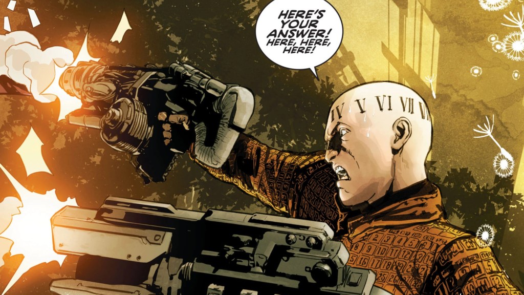 Calendar Man firing guns