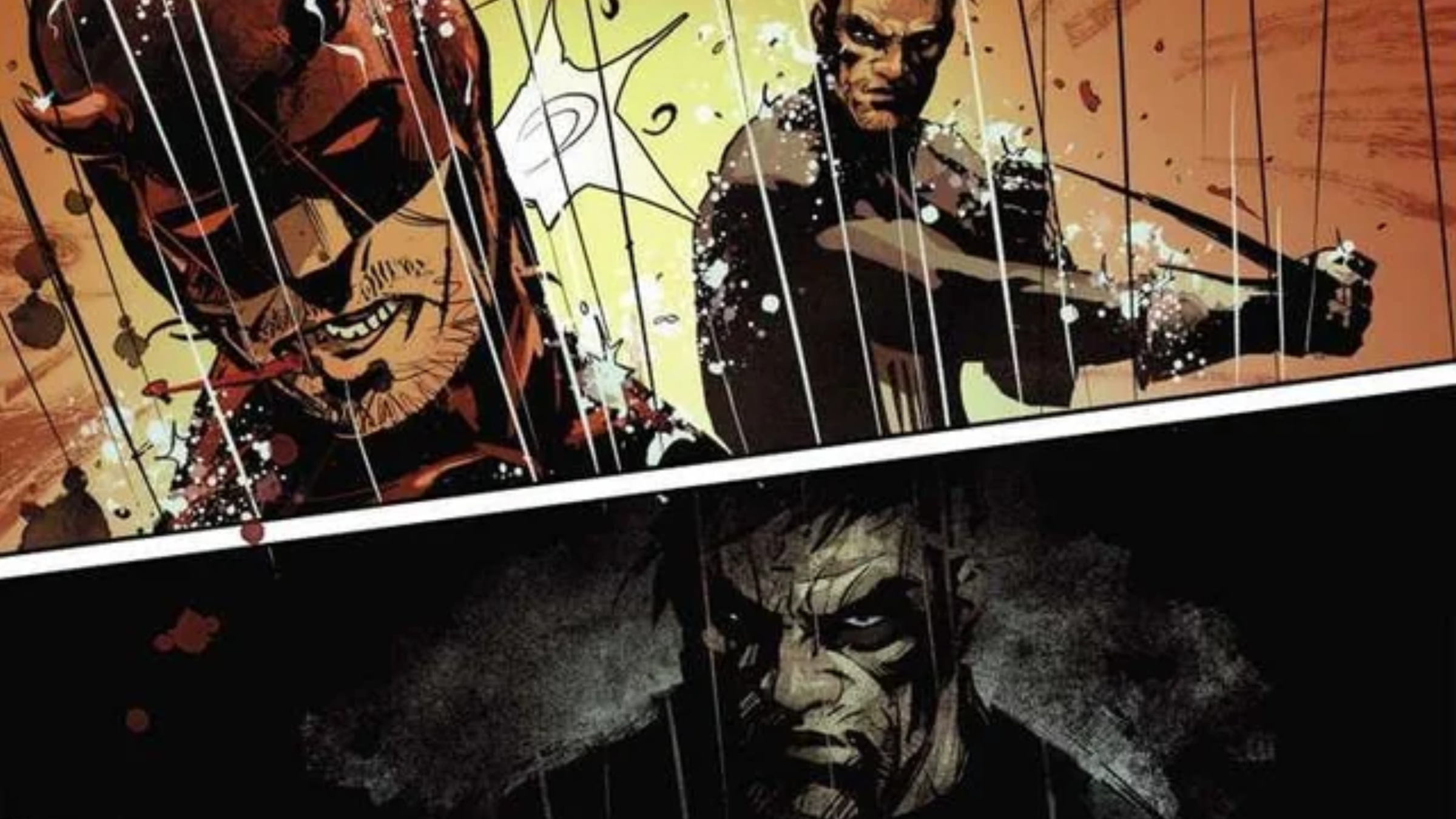 Punisher punching Daredevil and Daredevil going unconscious