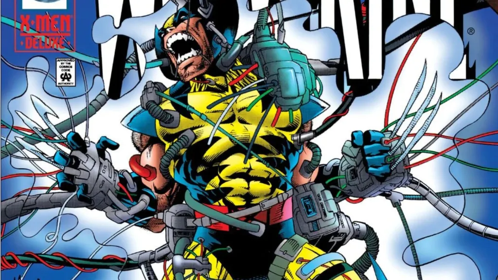 Wolverine yelling hooked to machines
