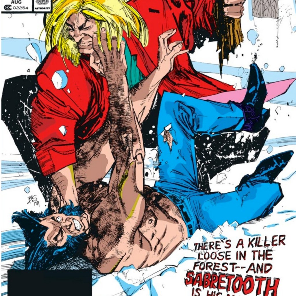 Wolverine and Sabretooth battling in the snow