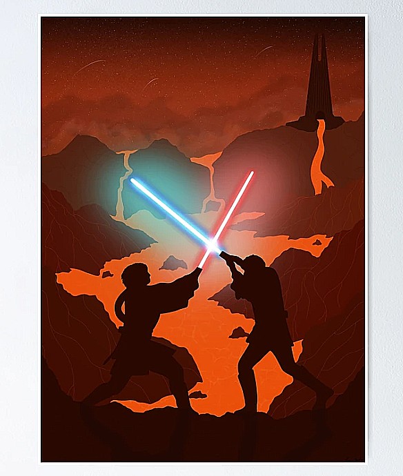 Art print featuring Anakin and Obi-Wan's fight on Mustafar