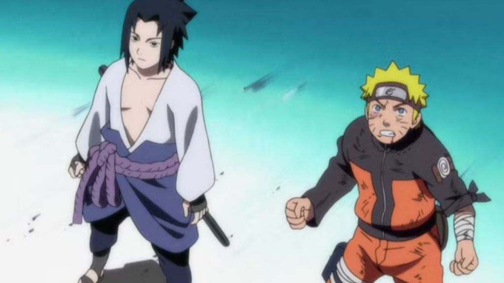 Naruto and Sasuke looking up