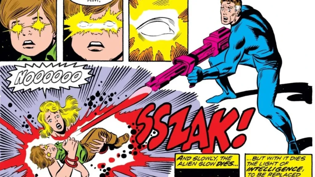 Reed Richards shoots Franklin Richards