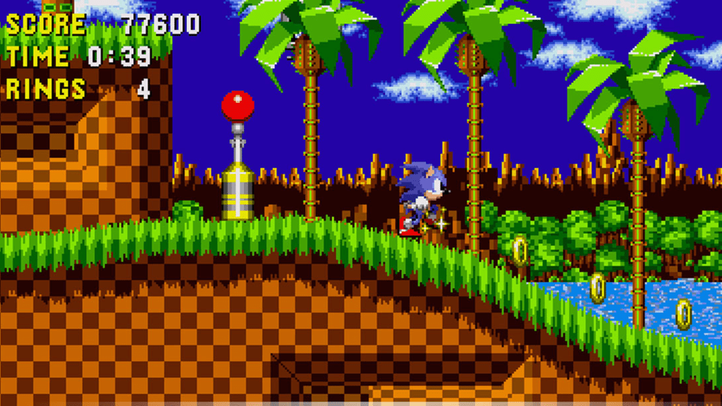 A screenshot from Sonic the Hedgehog on the Sega Genesis.